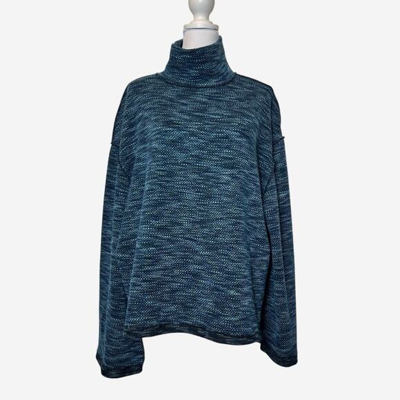 Free People We the Free Sweater Womens Size M Blue Oversized Turtleneck Boxy - Picture 1 of 12
